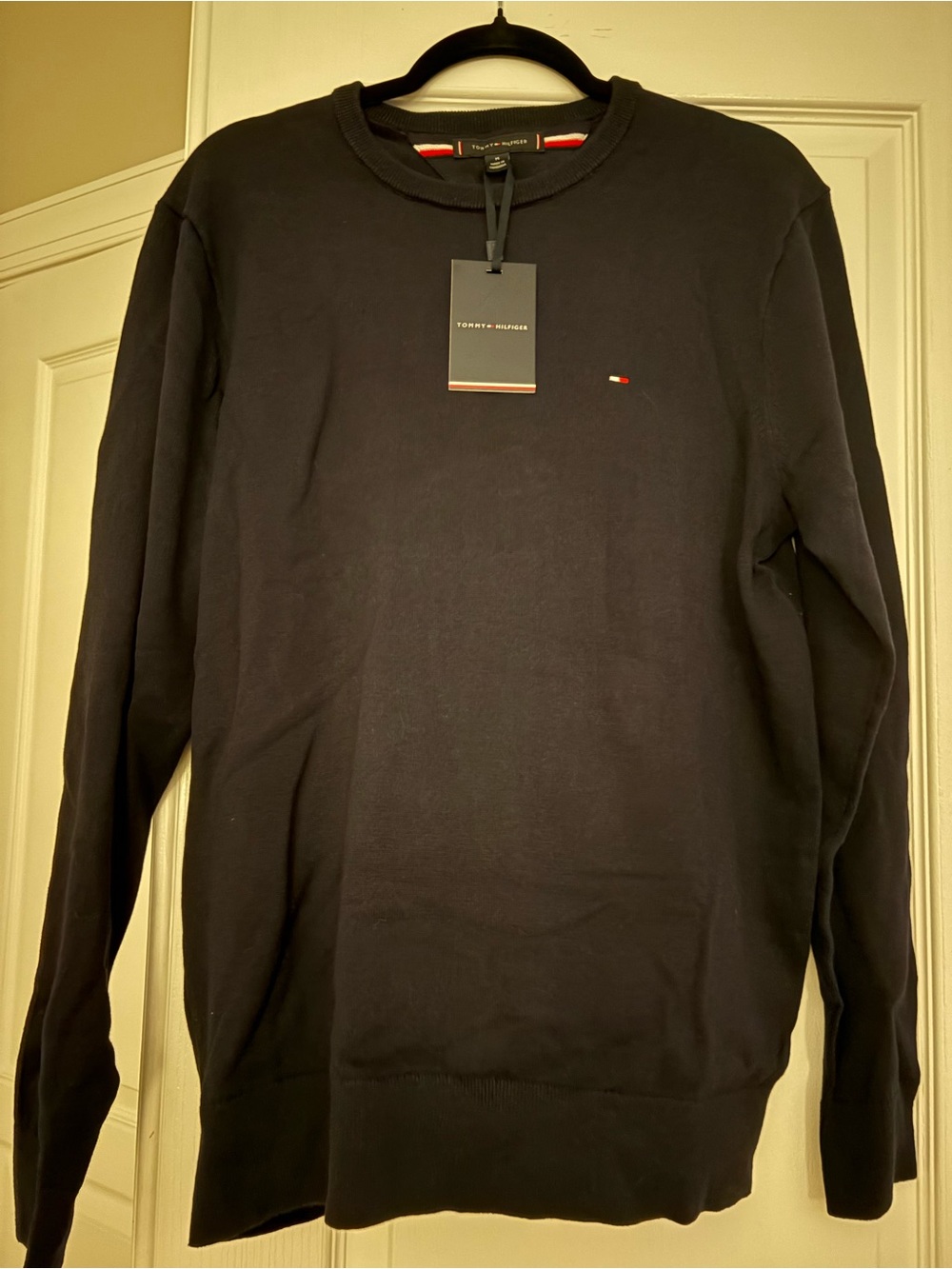 NWTs Tommy Hilfiger Men’s Navy Crewneck Sweater with Flag Logo